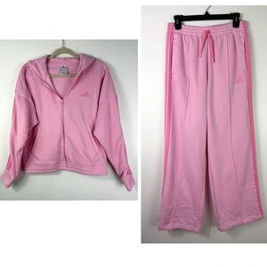 adidas Pink Hooded Zip Jacket & Track Pants Set